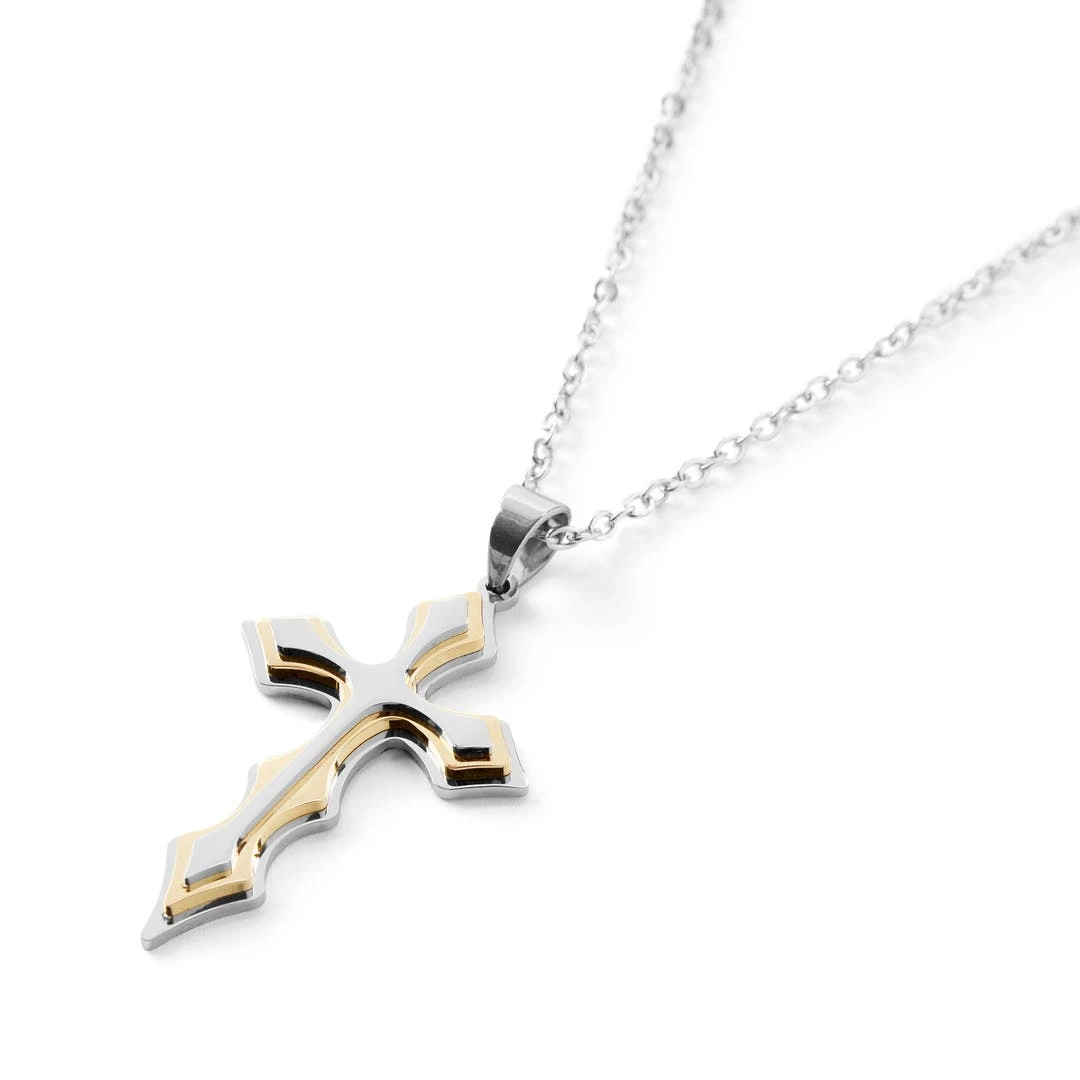 Fort Tempus Collier à Croix Chrétienne En Acier Stratifié 4 Fort Tempus Collier à Croix Chrétienne En Acier Stratifié – Image 2