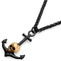 Lucleon Collier Tadd Noir Avec Ancre Et Tête De Mort -Arkai Atlas Shop 9 3sidro