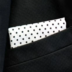 Tailor Toki Mouchoir De Poche En Coton Noir Et Blanc à Pois -Arkai Atlas Shop 9002 pocketsquare