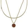 Arkai Set De 2 Colliers Superposés : Chaîne Dorée Rico Et Collier à Pendentif Obsidienne Acajou Orisun