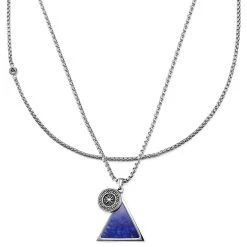 Arkai Set De 2 Colliers Superposés : Chaîne Argentée Rico Et Collier à Pendentif Lapis Lazuli Orisun