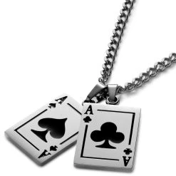 Seizmont Ace | Collier à Pendentif Argenté "La Paire D'as Noirs" -Arkai Atlas Shop ace bsn2