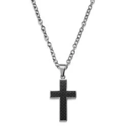 Lucleon Collier à Pendentif Croix Avec Marqueterie Noire