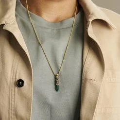 Arkai Collier Rico à Pendentif En Forme De Cartouche Dorée Et Onyx Vert -Arkai Atlas Shop ak ricocollection nathan necklace 1x1 7