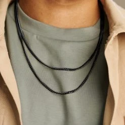 Arkai Collier Noire Rico à Double Chaîne -Arkai Atlas Shop ak rico collection model5745 b