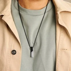 Arkai Collier Rico à Pendentif Noir Et Argenté -Arkai Atlas Shop ak rico collection model5794 b