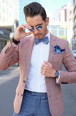 Tailor Toki Pochette De Costume En Soie Bleue à Pois -Arkai Atlas Shop billed 1 86