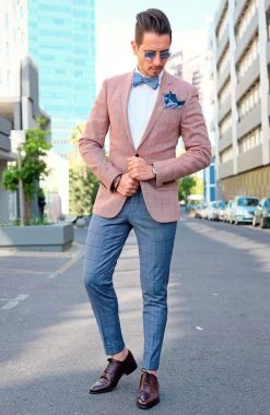 Tailor Toki Pochette De Costume En Soie Bleue à Pois -Arkai Atlas Shop billed 3 76