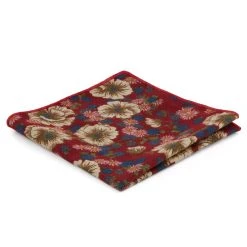 Tailor Toki Pochette De Costume Rouge Bordeaux à Motif Floral Multicolore