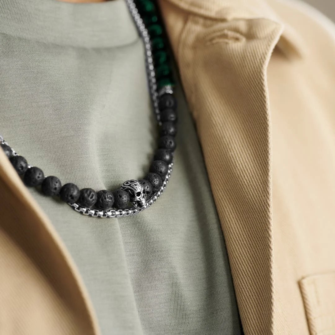 Arkai Set De Colliers Rico En Pierre De Lave Et œil De Tigre Vert 5 Arkai Set De Colliers Rico En Pierre De Lave Et œil De Tigre Vert – Image 3