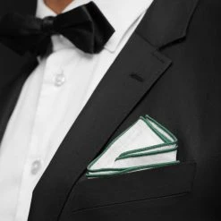 Trendhim Pochette De Costume Blanche à Bords Verts -Arkai Atlas Shop ret megashoot pocket square 16658 2