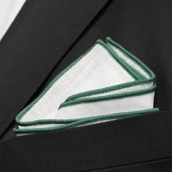 Trendhim Pochette De Costume Blanche à Bords Verts -Arkai Atlas Shop ret megashoot pocket square 16658 2 bm
