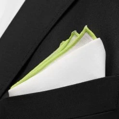 Trendhim Pochette De Costume Blanche à Bords Vert Citron -Arkai Atlas Shop ret megashoot pocket square 16659 2 bm