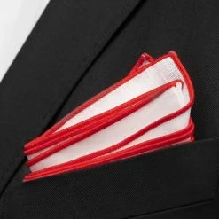Trendhim Pochette De Costume Blanche à Bords Rouges -Arkai Atlas Shop ret megashoot pocket square 16661 2 bm