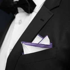 Trendhim Pochette De Costume Blanche à Bords Violets -Arkai Atlas Shop ret megashoot pocket square 16671 2