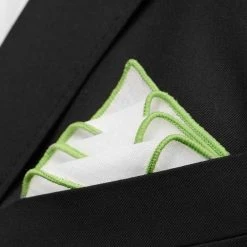 Trendhim Pochette De Costume Blanche à Bords Vert Clair -Arkai Atlas Shop ret megashoot pocket square 16674 2 bm