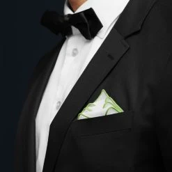 Trendhim Pochette De Costume Blanche à Bords Vert Clair -Arkai Atlas Shop ret megashoot pocket square 16674 3