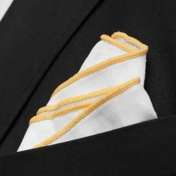 Trendhim Pochette De Costume Blanche à Bords Jaune Ambré -Arkai Atlas Shop ret megashoot pocket square 16678 2 bm