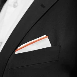 Trendhim Pochette De Costume Blanche à Bords Orange Foncé -Arkai Atlas Shop ret megashoot pocket square 16680 2
