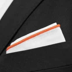 Trendhim Pochette De Costume Blanche à Bords Orange Foncé -Arkai Atlas Shop ret megashoot pocket square 16680 2 bm
