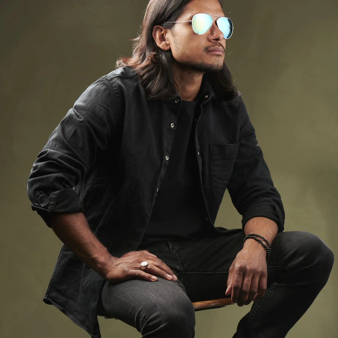 Paul Riley Lunettes Aviator Argentées Et Bleues Polarisées 7 Paul Riley Lunettes Aviator Argentées Et Bleues Polarisées – Image 5