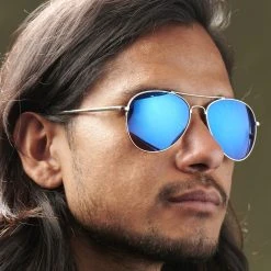 Paul Riley Lunettes De Soleil Aviateur Argentées à Verres Bleu Miroir -Arkai Atlas Shop rst megashoot sunglas 13918 2 bm