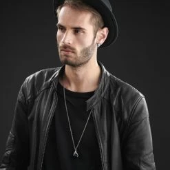 Moody Mason Collier Jax En Acier Argenté Avec Serre De Dragon Et Agate Noire -Arkai Atlas Shop rst nmm neck silver 21462 1