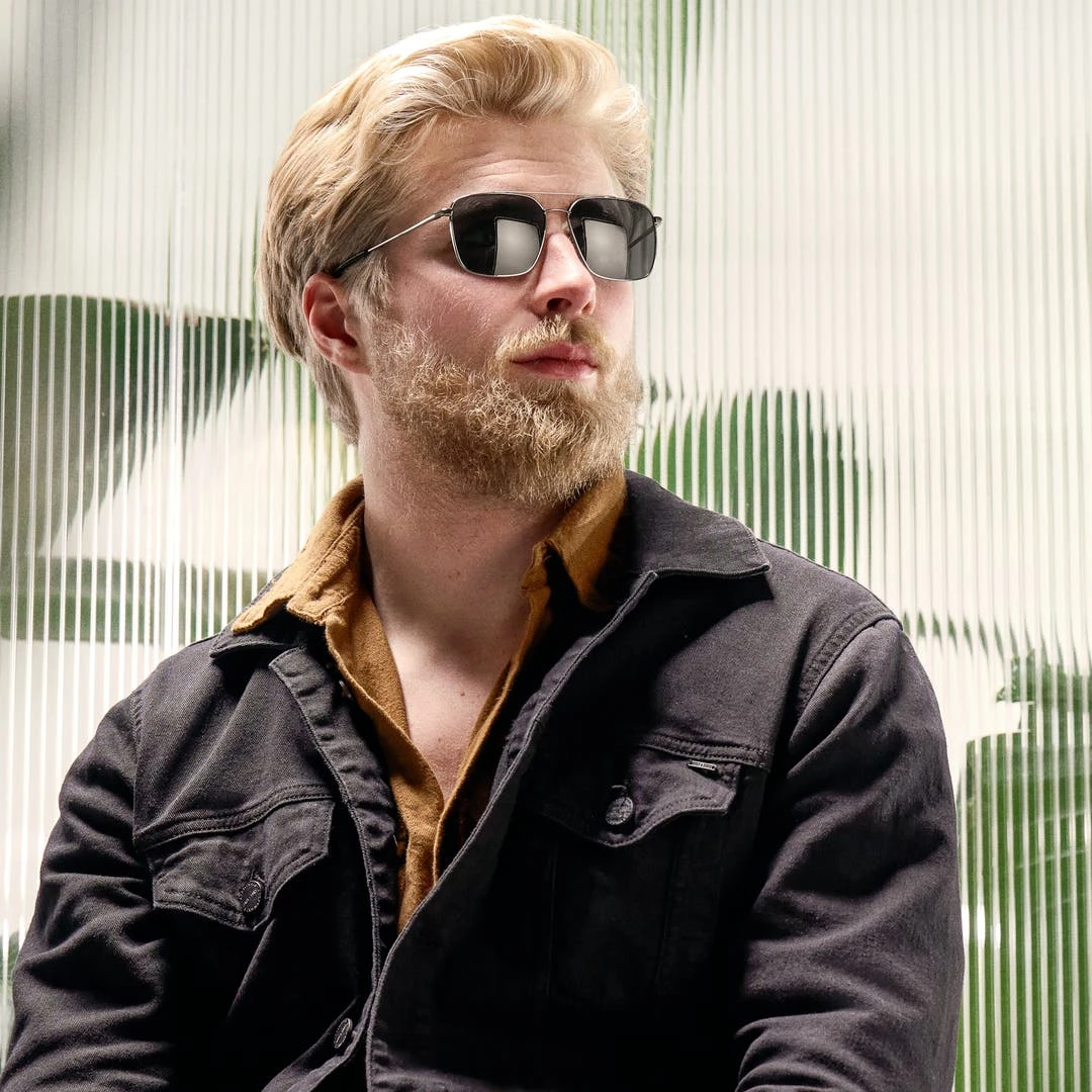 Lucleon Occasus | Lunettes De Soleil Carrées Aviator à Verres Noirs Polarisés 5 Lucleon Occasus | Lunettes De Soleil Carrées Aviator à Verres Noirs Polarisés – Image 3