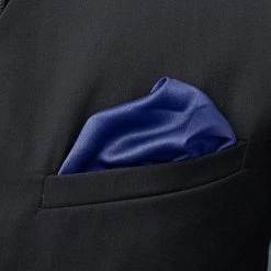 Trendhim Pochette De Costume En Tissu Bleu Marine Brillant -Arkai Atlas Shop shiny navy simple pocket square