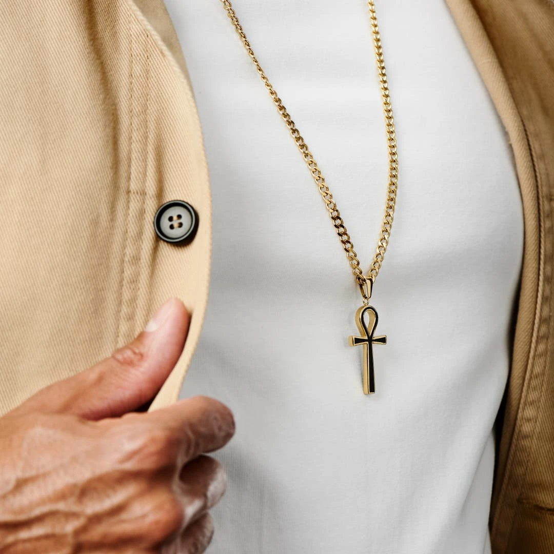 Lucleon Collier Doré Avec Pendentif Ankh 4 Lucleon Collier Doré Avec Pendentif Ankh – Image 2