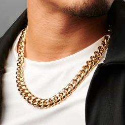 Lucleon Collier à Maillons En Acier Doré 12 Mm -Arkai Atlas Shop ste megashoot 22064 2 2bm