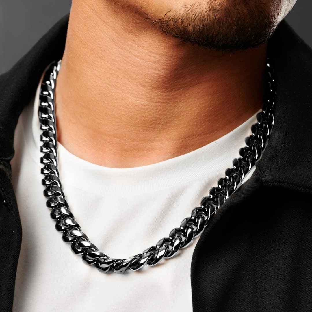 Lucleon Collier à Maillons En Acier Noir 14 Mm 7 Lucleon Collier à Maillons En Acier Noir 14 Mm – Image 5