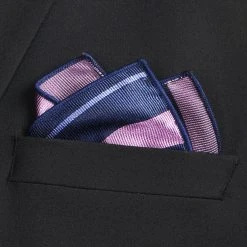 Trendhim Pochette De Costume En Soie à Rayures Bleues Et Roses -Arkai Atlas Shop ste megashoot pocketsqaure 15631 14 bm