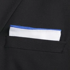 Trendhim Pochette De Costume Blanche à Bords Bleus -Arkai Atlas Shop ste megashoot pocketsqaure 16656 24 bm