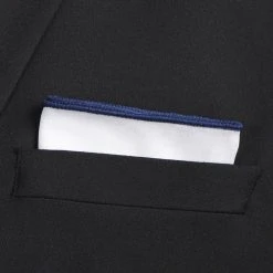 Trendhim Pochette De Costume Blanche à Bords Bleu Marine -Arkai Atlas Shop ste megashoot pocketsqaure 16660 19 bm