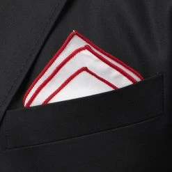 Trendhim Pochette De Costume Blanche à Bords Rouge Pourpre -Arkai Atlas Shop ste megashoot pocketsqaure 16673 34 bm